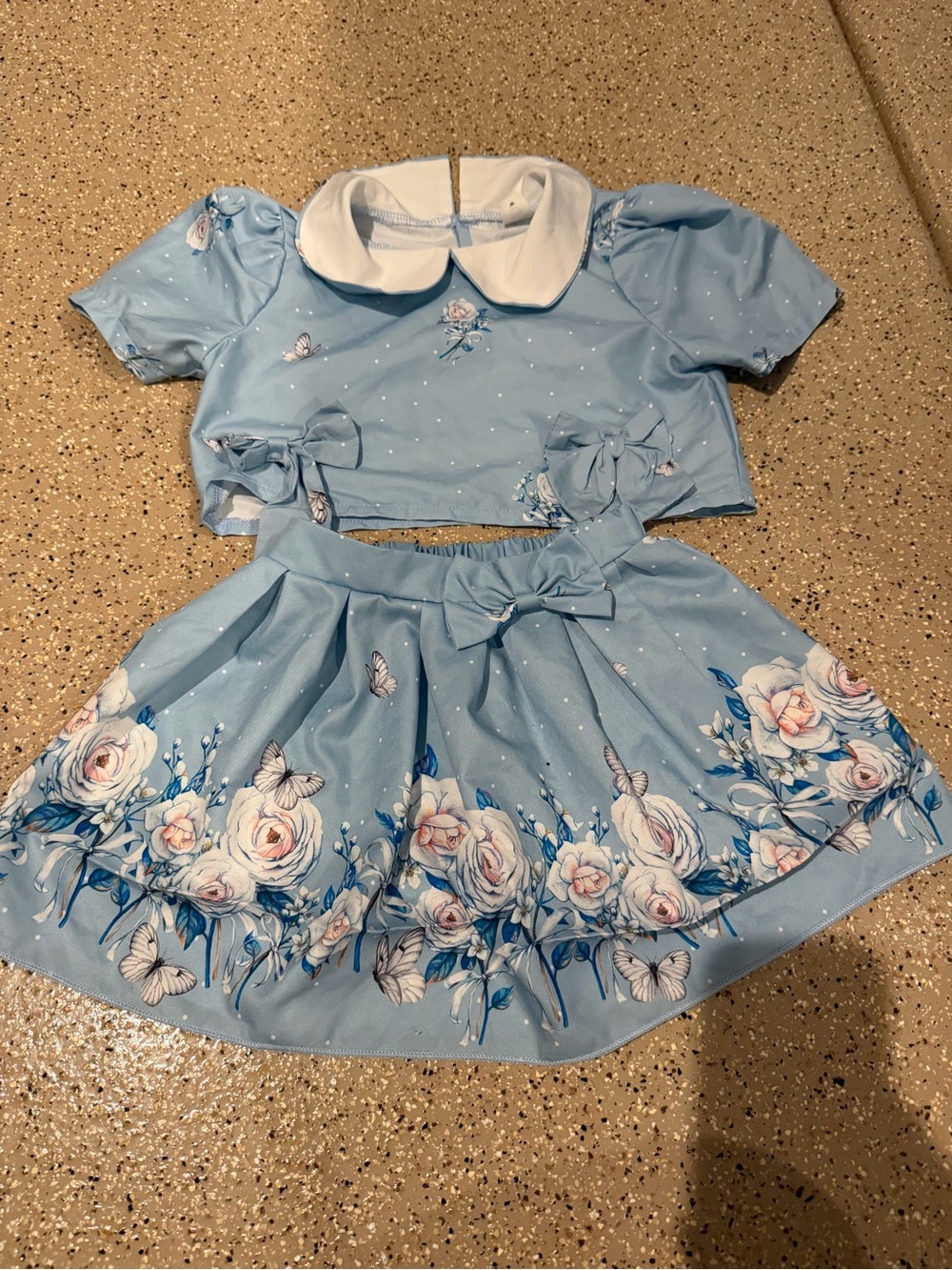 KIDS GIRLS FLOWER FLORAL SKIRT SET